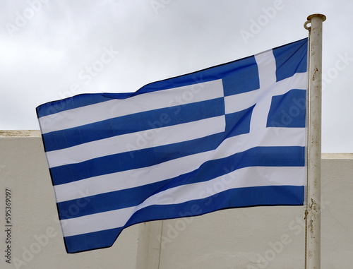 Im Wind wehende griechische Fahne 