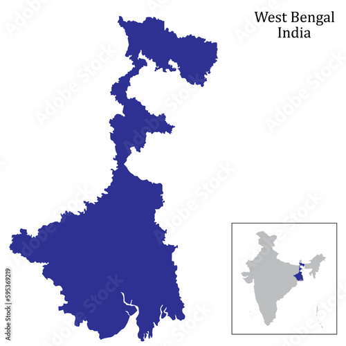 West Bengal Map isolated on the white