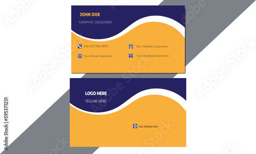  Visiting card for business and personal use. Vector illustration print template. Modern business card design with double-sided.