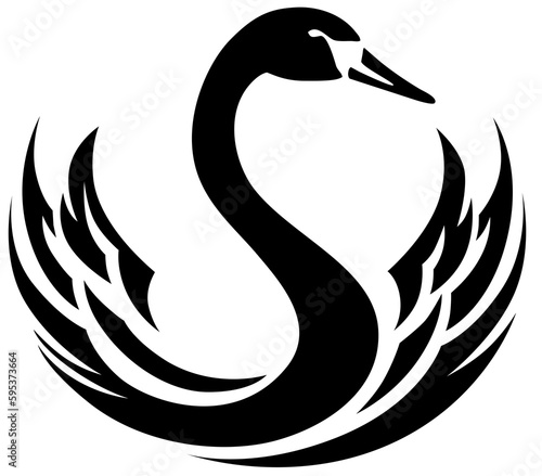 Fototapeta Naklejka Na Ścianę i Meble -  Stylized vector illustration of swan. Generative AI