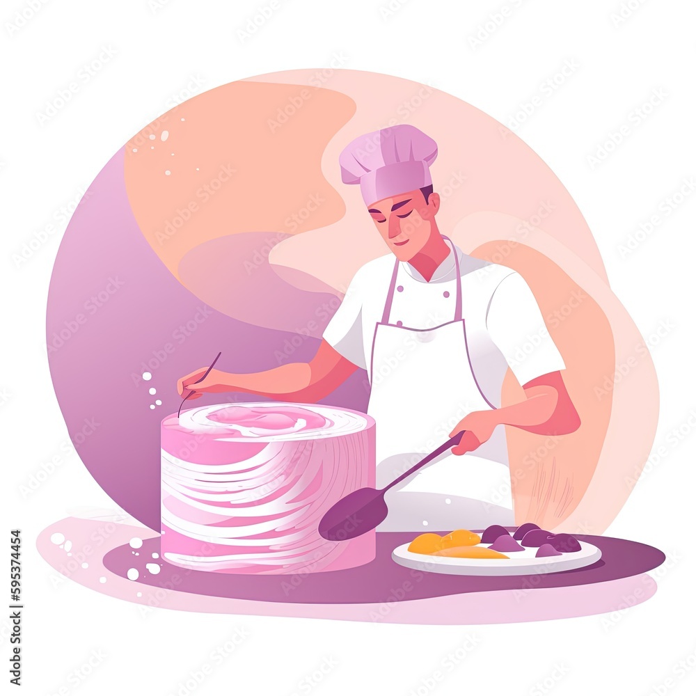 Confectioner in vector style, professions of the world, flat pastel generative ai Confectioner in vector style, professions of the world, flat pastel generative ai