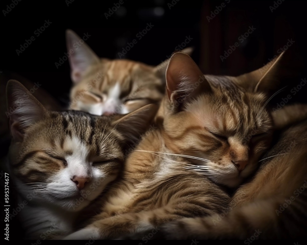 Sleeping cats - Created by Generative AI Technology