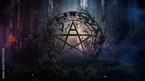 Magic wiccan witchcraft symbol with mystical background fantasy concept generative ai photo