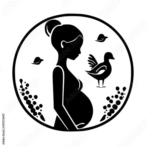 Pregnancy | Black and White Vector illustration