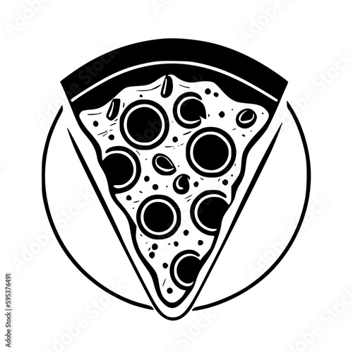 pizza - black and white isolated icon - vector illustration