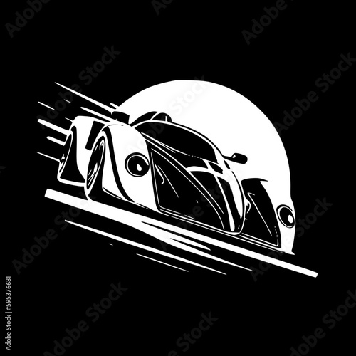 Racing - Black and White Isolated Icon - Vector illustration