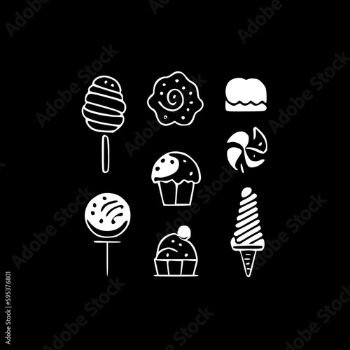 Sweets | Black and White Vector illustration