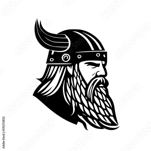 Viking - Black and White Isolated Icon - Vector illustration