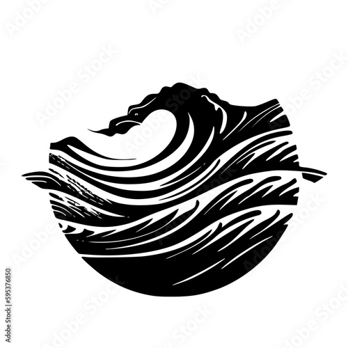 Waves - Black and White Isolated Icon - Vector illustration