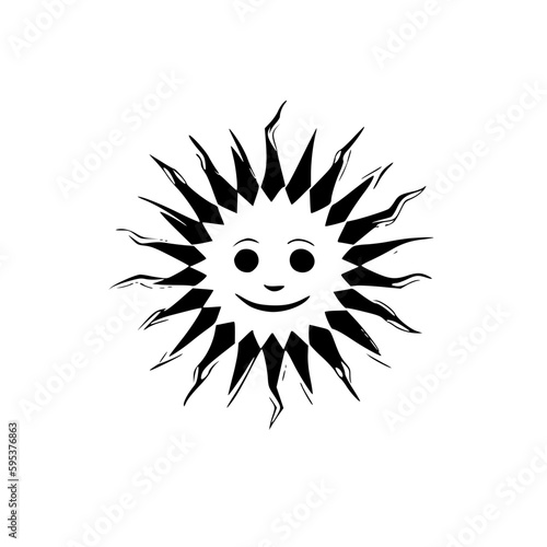 Sunshine - Black and White Isolated Icon - Vector illustration