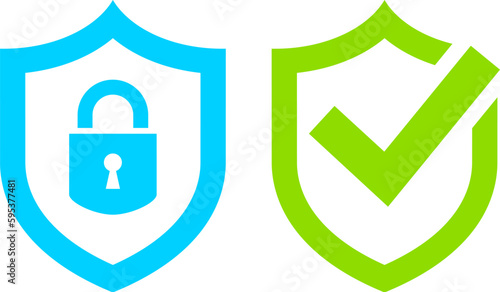 Shield security icons on white background