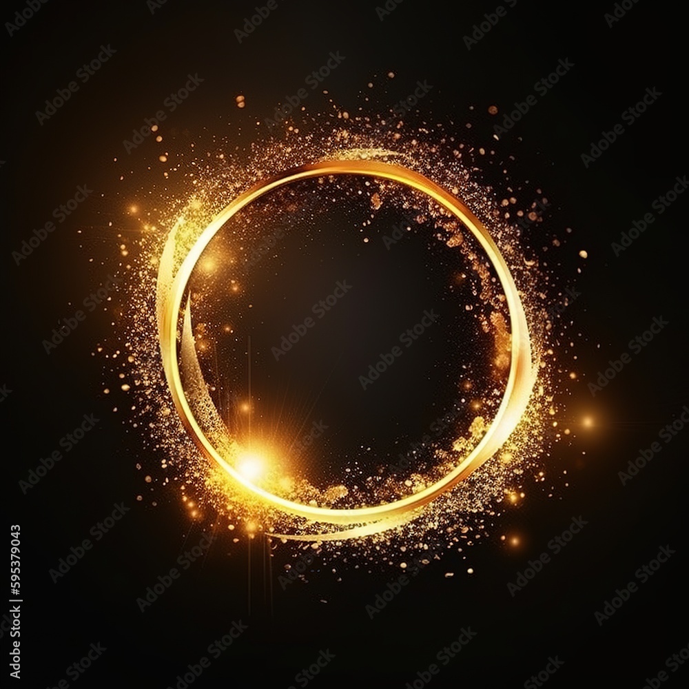 Abstract golden light circle effect. generative ai Abstract golden light circle effect. generative ai
