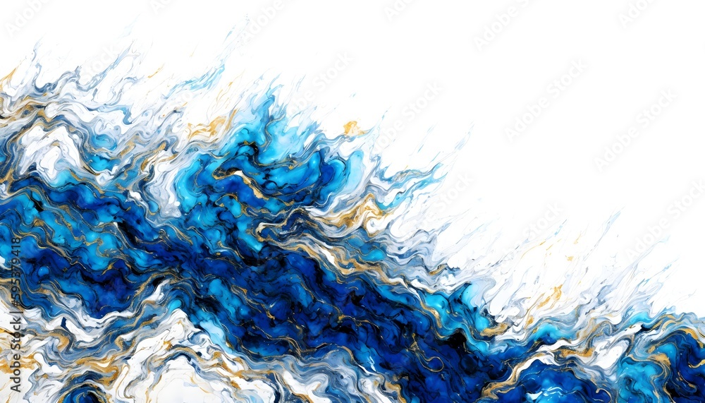 Marble ink abstract art from exquisite original painting for abstract background . Painting was painted on high quality paper texture to create smooth marble background pattern. Generative Ai