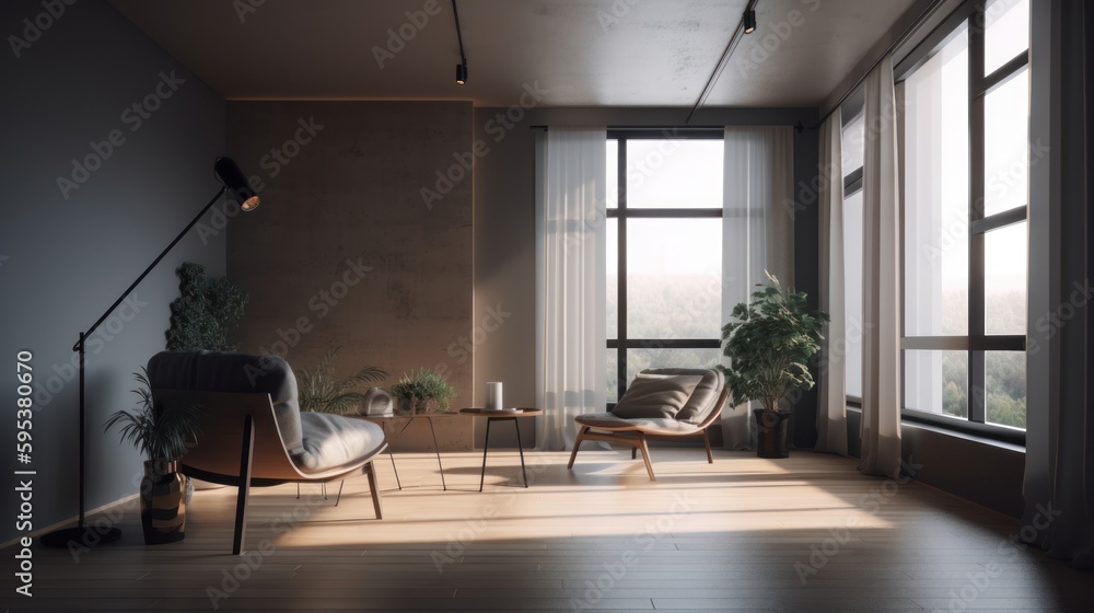 Fototapeta premium Minimalism interior design room with beautiful lightning generative ai