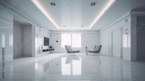 Minimalism interior design room with beautiful lightning generative ai