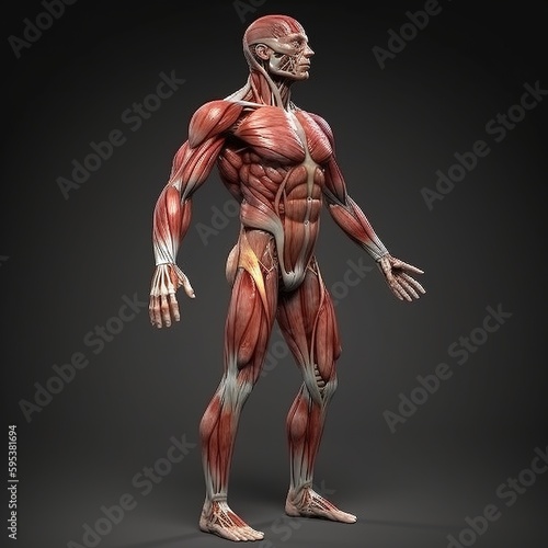 Male Muscular System Anatomy, human body. generative ai photo