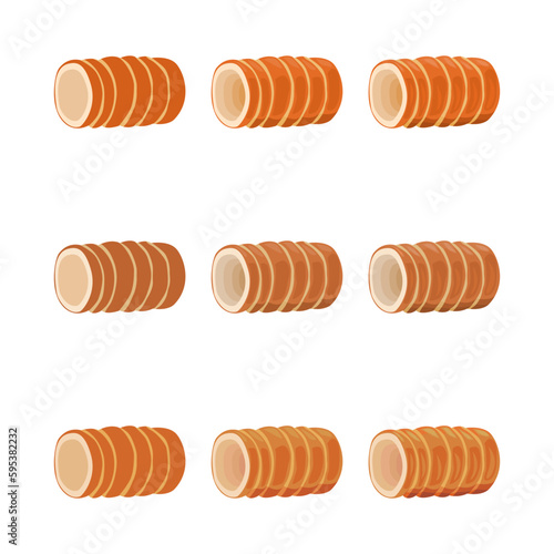 A vector drawn chimney cake illustration with various colors and amount of details