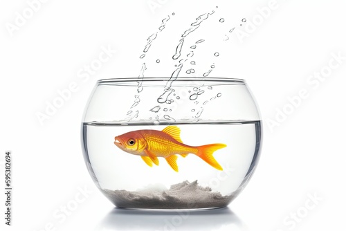 goldfish leaping out of a fishbowl. Generative AI