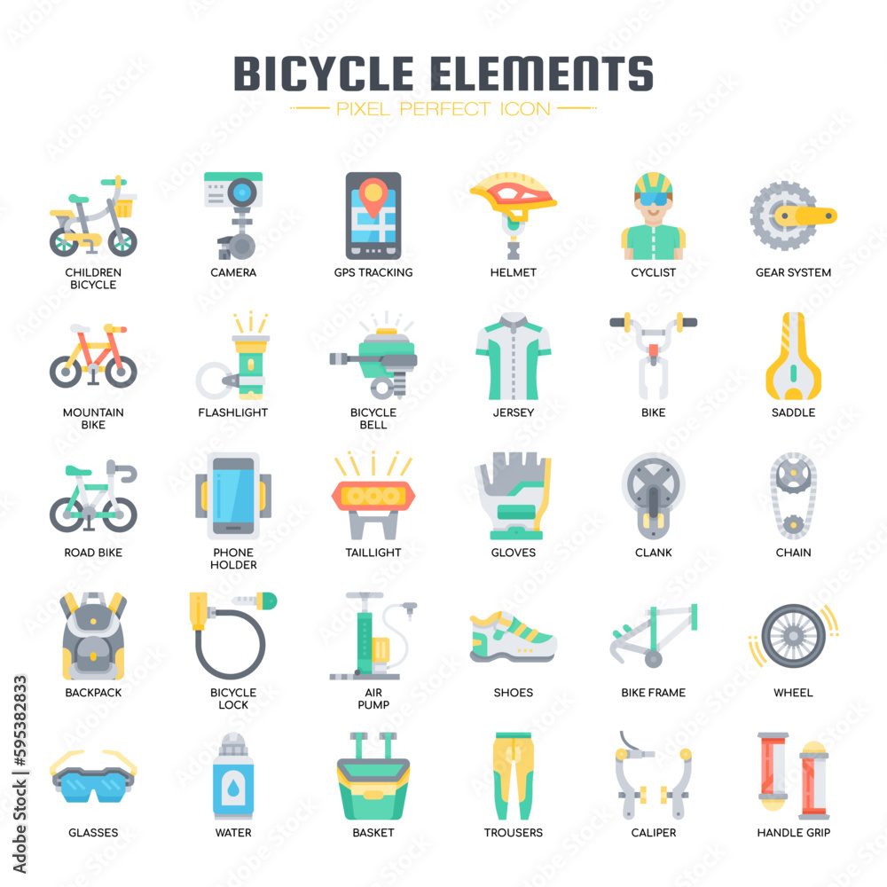 Bicycle Elements , Thin Line and Pixel Perfect Icons