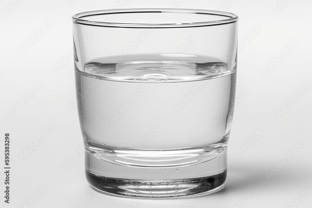 clear glass of water on a plain white background. Generative AI clear glass of water on a plain white background. Generative AI