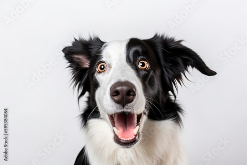 happy black and white dog with an open mouth. Generative AI © 2rogan