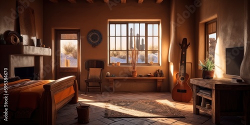 Wallpaper Mural Southwestern interior design room with beautiful lightning generative ai Torontodigital.ca