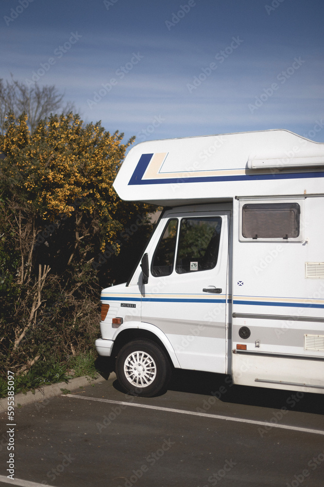 camper van on the road