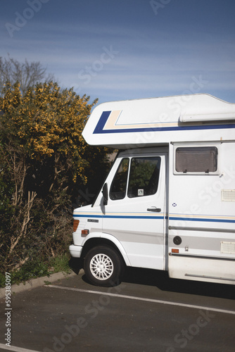 camper van on the road