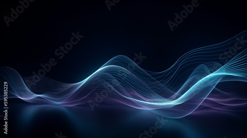 abstract Waves and lines float in space and time, ai generated