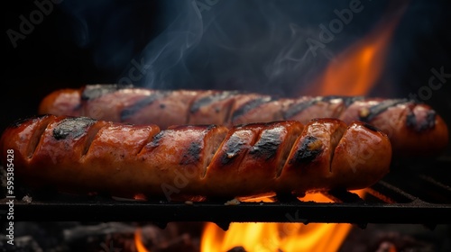 Grilled Sausage on an Open Flame