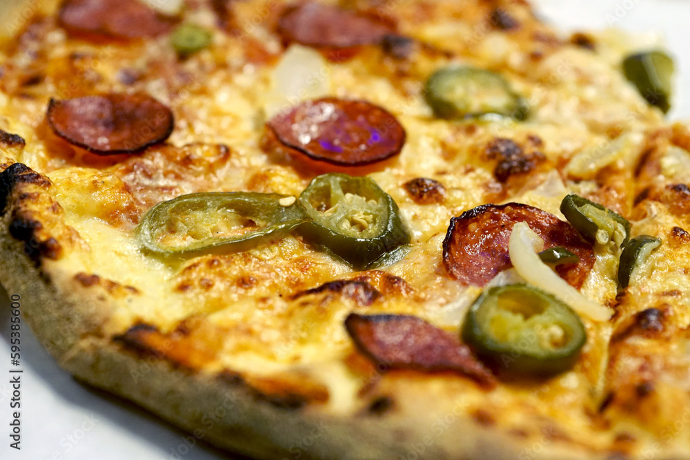 pizza with salami and hot pepper pizza with salami and hot pepper