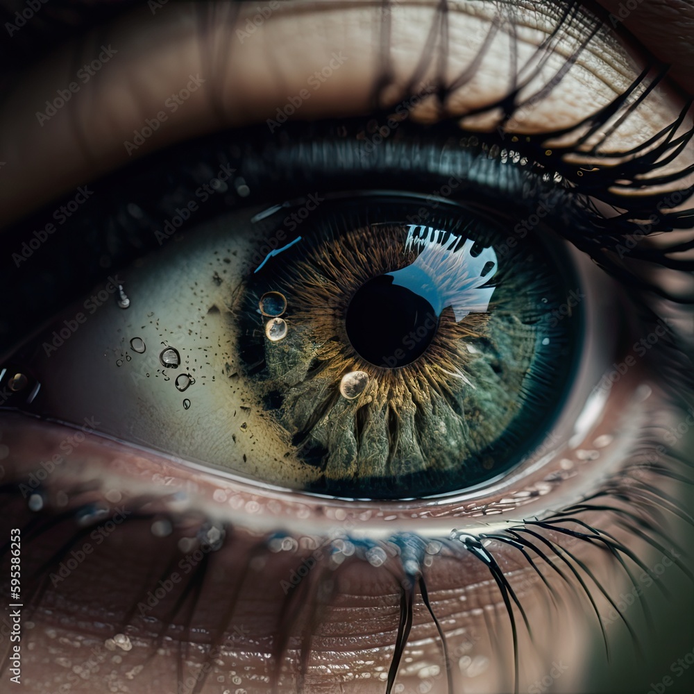 Macro Eye Iris, Bright Iris Closeup, Beautiful Rainbow Eyes, Macro Photo Imitation, Generative AI Illustration