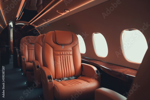 Interior of luxurious private jet Illustration AI Generative.