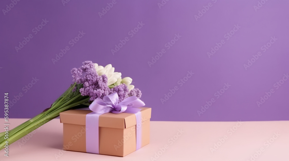 Mother's day background with flowers. Illustration AI Generative.