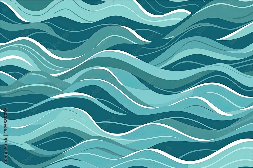 Fototapeta premium seamless blue and white wave pattern. Generative AI