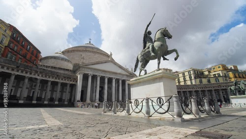 Piazza del Plebiscito with San Francesco di Paola church in Naples Italy