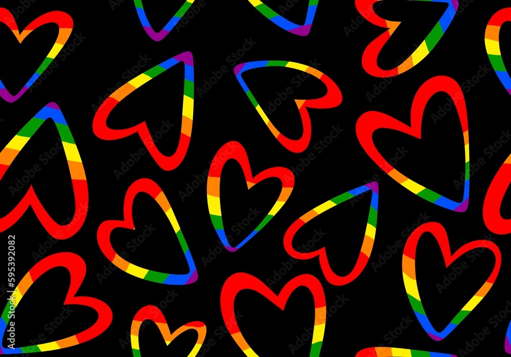 Cartoon rainbow pride seamless hearts pattern for wrapping paper and fabrics and linens and fashion print Cartoon rainbow pride seamless hearts pattern for wrapping paper and fabrics and linens and fashion print