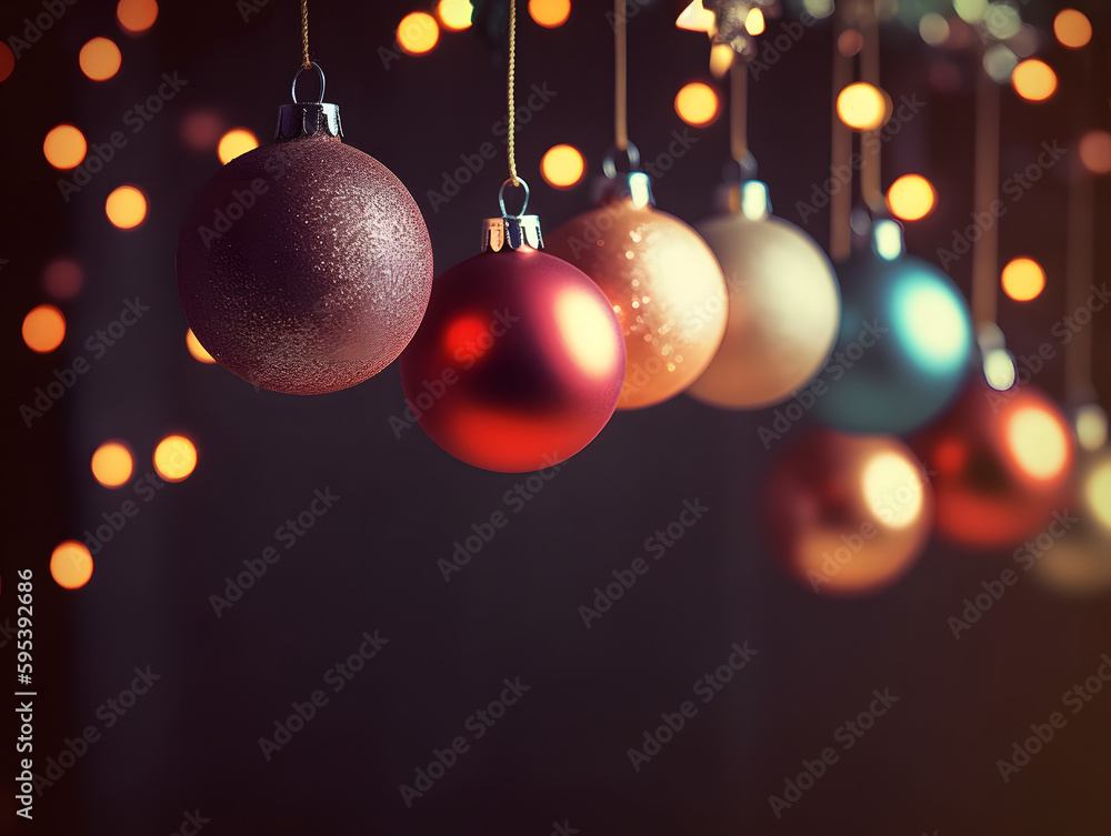 Festive Christmas Balls Illuminated by Bokeh Lights Festive Christmas Balls Illuminated by Bokeh Lights
