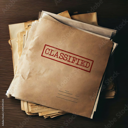 Close up of classified document papers