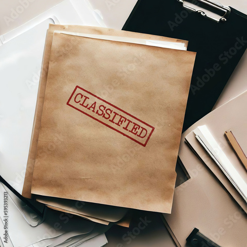 Close up of classified document papers