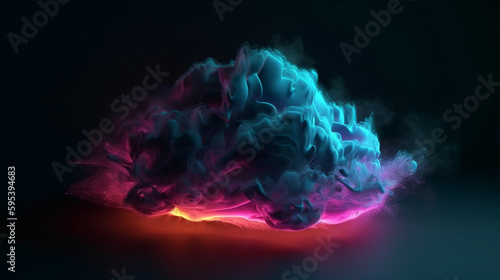 d rendering, abstract neon background with stormy cloud glowing with bright light Generative AI