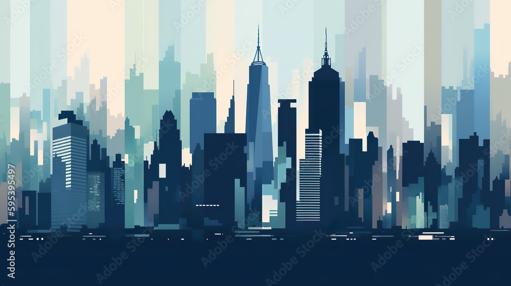 A picture of a city with a lot of tall buildings. AI generative
