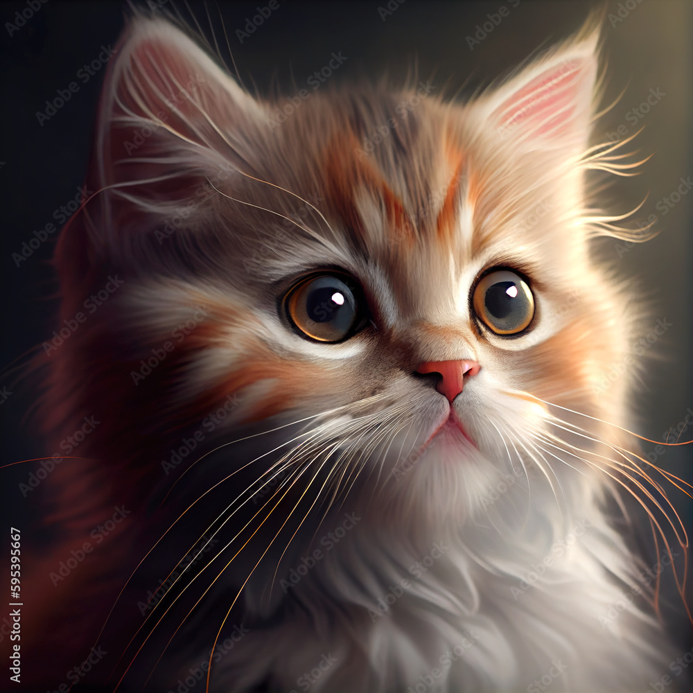 Close-up portrait of a cat puppy, generative ai technology Close-up portrait of a cat puppy, generative ai technology