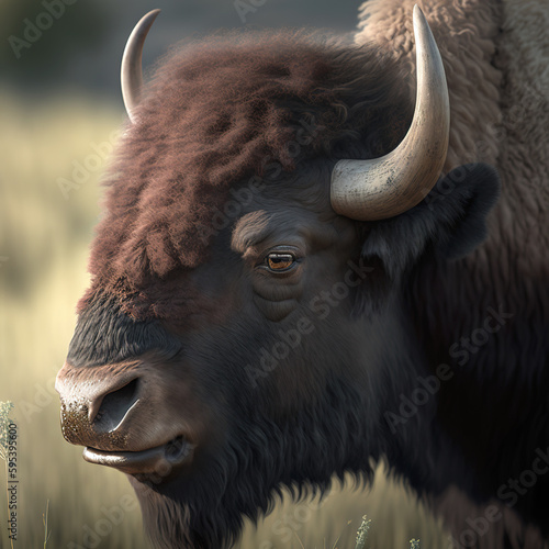 Magnificent specimen of bison, generative ai technology 