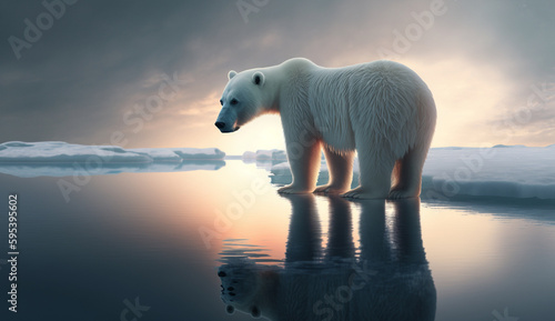 Polar bear in ice AI Generated illustration art