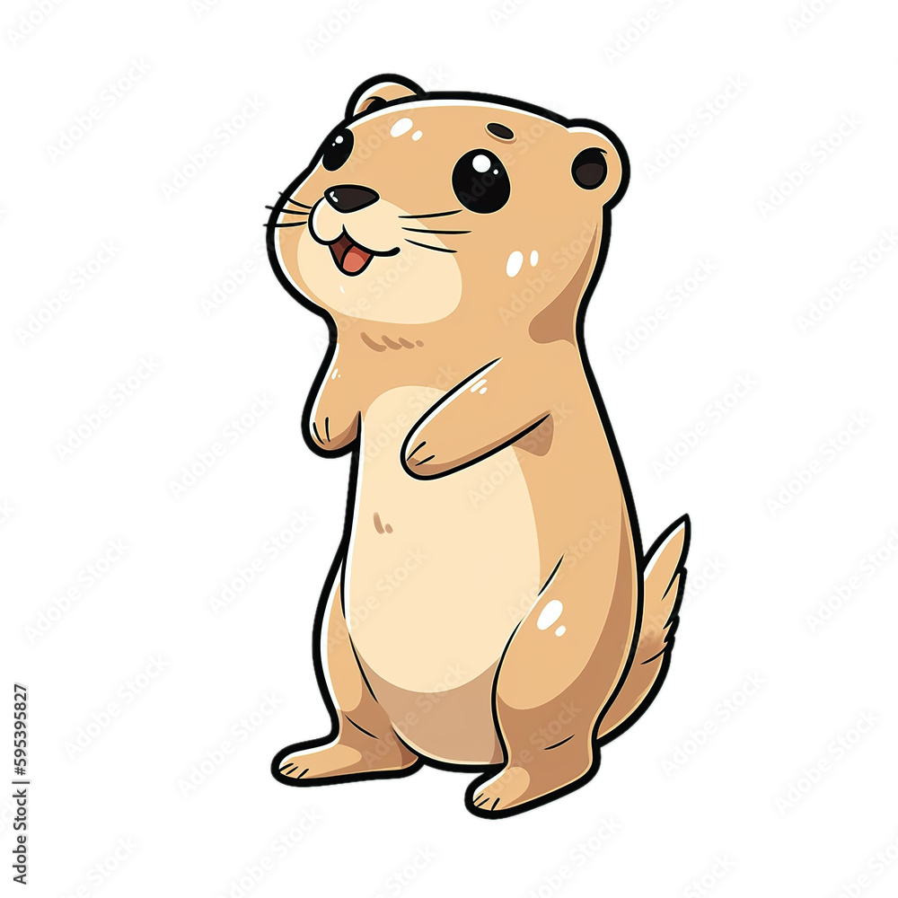 Kawaii black-tailed prairie dog, cartoon style Kawaii black-tailed prairie dog, cartoon style