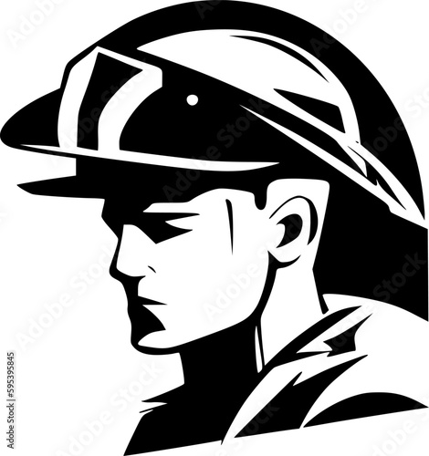 Military - Black and White Isolated Icon - Vector illustration