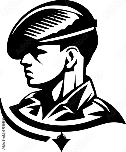 Military | Black and White Vector illustration
