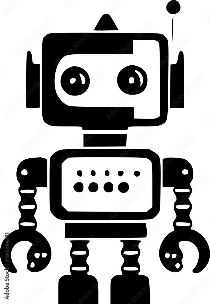 Fototapeta premium Robot | Black and White Vector illustration