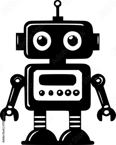 Robot - Black and White Isolated Icon - Vector illustration